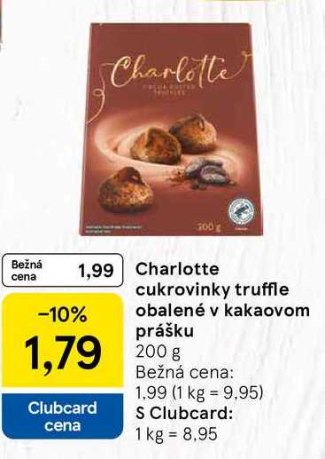 Charlotte cukrovinky truffle obalené v kakaovom prášku 200g