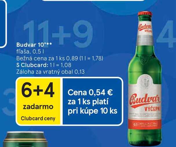 Budvar 10° fľaša, 0,5l