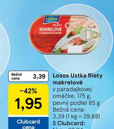 Losos Ustka filety makrelové v paradajkovej omáčke, 175 g