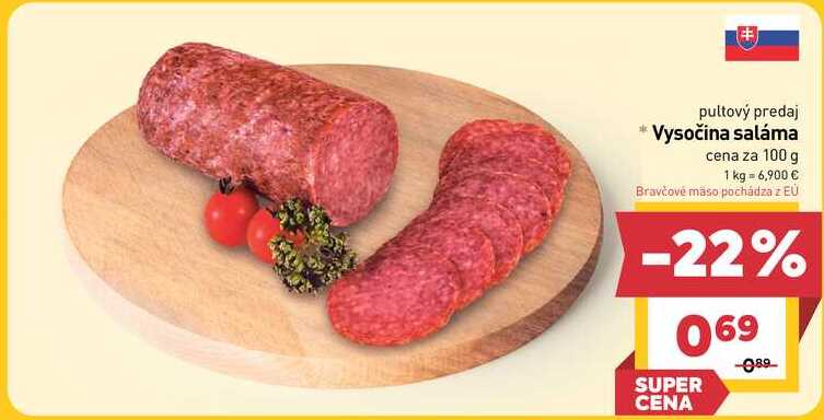 Vysočina saláma cena za 100 g