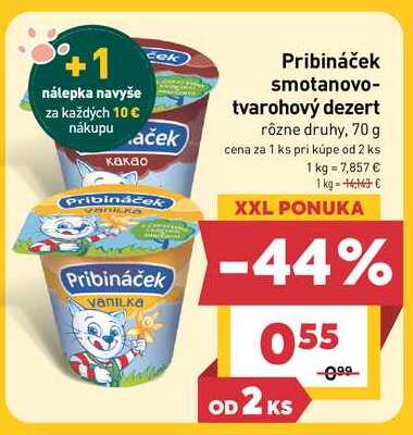 Pribináček smotanovo- tvarohový dezert rôzne druhy, 70 g