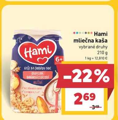 Hami mliečna kaša vybrané druhy 210 g