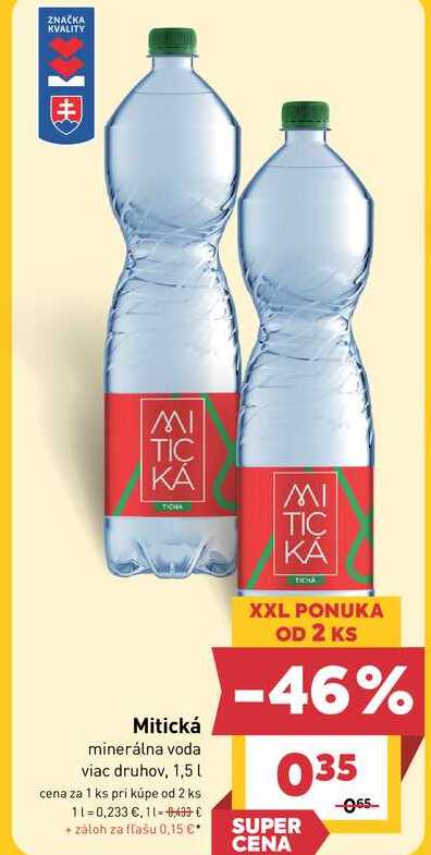 Mitická minerálna voda viac druhov, 1,5l