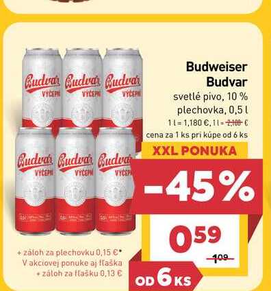 Budweiser Budvar svetlé pivo, 10% plechovka, 0,5 l v akcii