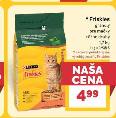 Friskies granuly pre mačky rôzne druhy 1,7 kg