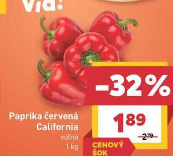 Paprika červená California voľná 1 kg