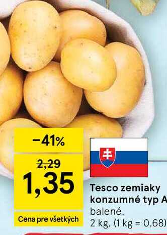 Tesco zemiaky konzumné typ A balené 2 kg