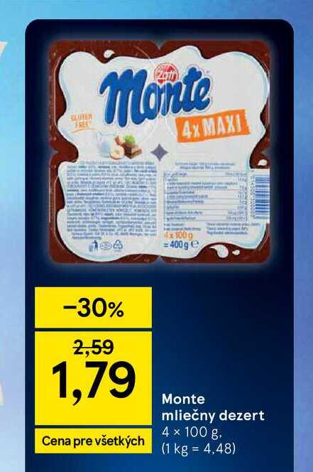 Monte mliečny dezert 4 × 100 g