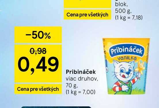 Pribináček viac druhov, 70 g