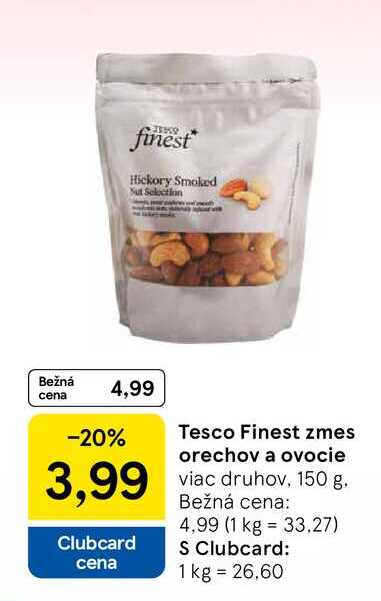 Tesco Finest zmes orechov a ovocie viac druhov, 150 g