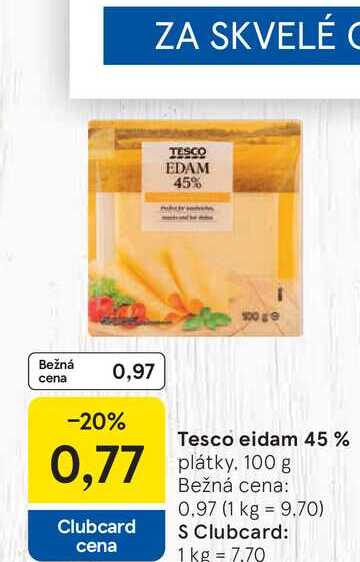 Tesco eidam 45% plátky 100g