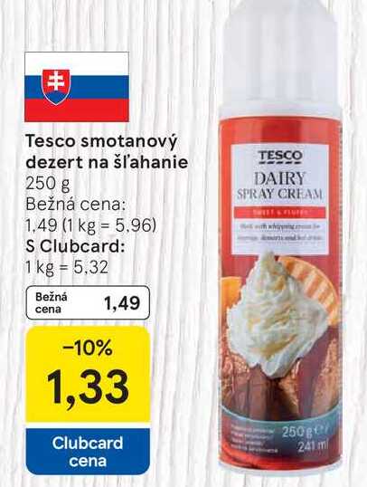Tesco smotanový dezert na šľahanie 250 g