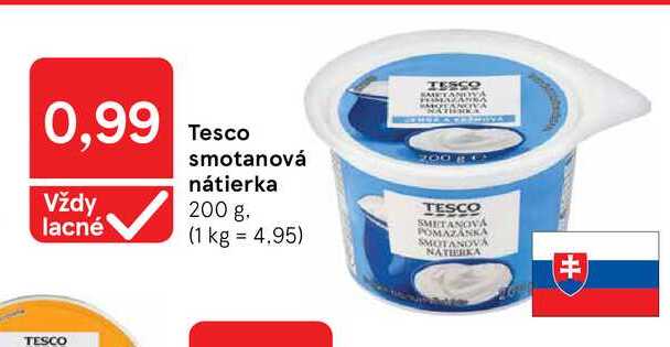 Tesco smotanová nátierka 200 g