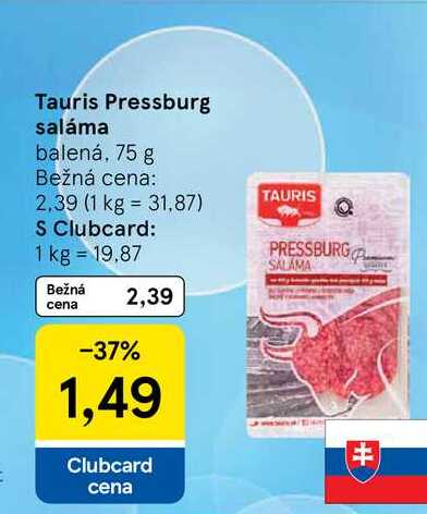 Tauris Pressburg saláma balená, 75 g
