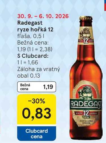Radegast ryze hořká 12 fľaša, 0,5 l