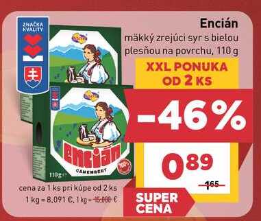 Encián mäkký zrejúci syr s bielou plesňou na povrchu, 110 g