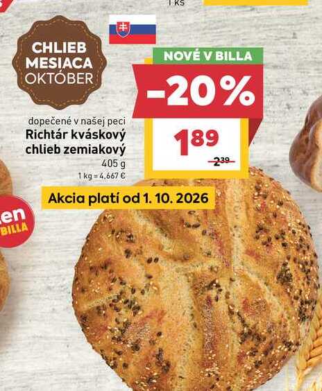 Richtár kváskový chlieb zemiakový 405 g 