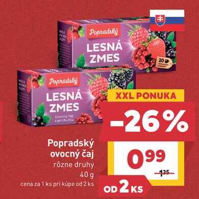 Popradský ovocný čaj rôzne druhy 40 g