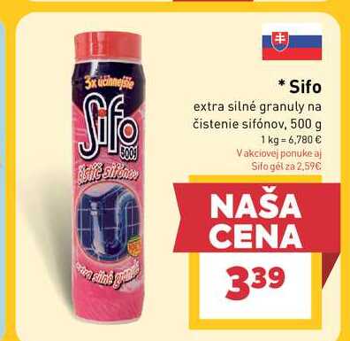 Sifo extra silné granuly na čistenie sifónov, 500 g