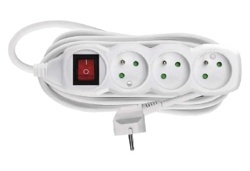 EMOS PREDLŽOVACÍ KÁBEL S VYPÍNAČOM BIELY, 3 ZÁSUVKY, MAX. 10 A/2300 W, 5 M