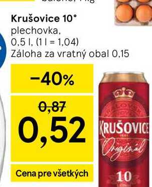 Krušovice 10° plechovka, 0,5l v akcii