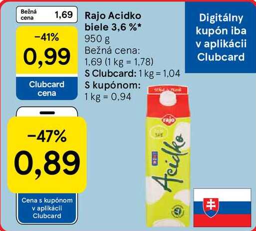 Rajo Acidko biele 3,6 % 950 g