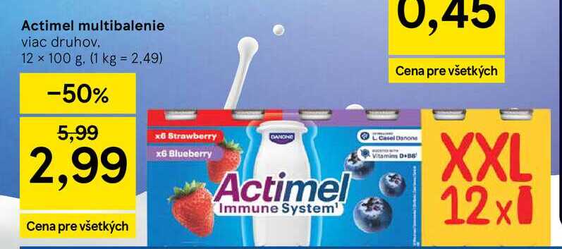 Actimel multibalenie viac druhov 12 x 100 g