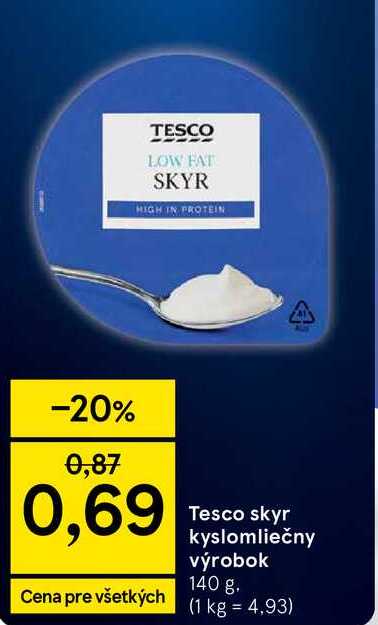 Tesco skyr kyslomliečny výrobok 140 g