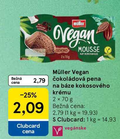 Müller Vegan čokoládová pena na báze kokosového krému 2 x 70 g