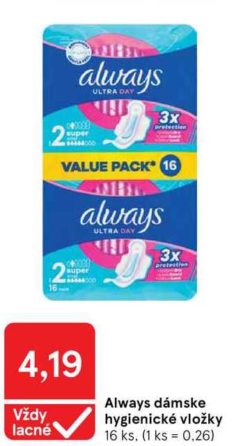 Always dámske hygienické vložky 16 ks