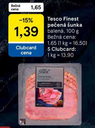 Tesco Finest pečená šunka balená, 100 g 