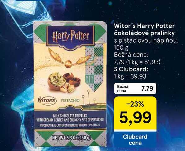 Witor's Harry Potter čokoládové pralinky s pistáciovou náplňou, 150 g 
