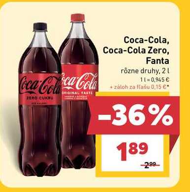 Coca-Cola 1 l, vybrané druhy v akcii