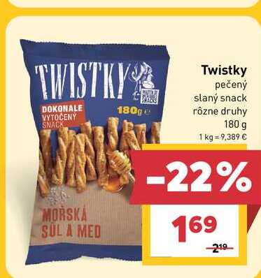 Twistky pečený slaný snack rôzne druhy 180 g