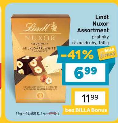 Lindt Nuxor Assortment pralinky rôzne druhy, 150 g 