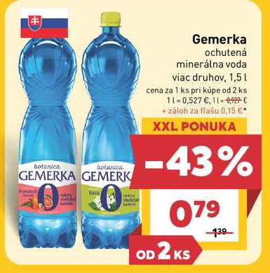 Gemerka ochutená minerálna voda viac druhov, 1,5l v akcii