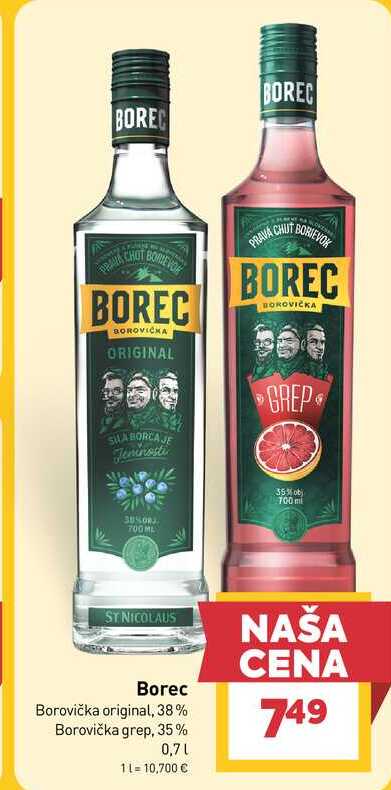 Borec Borovička original, 38% 0,7l