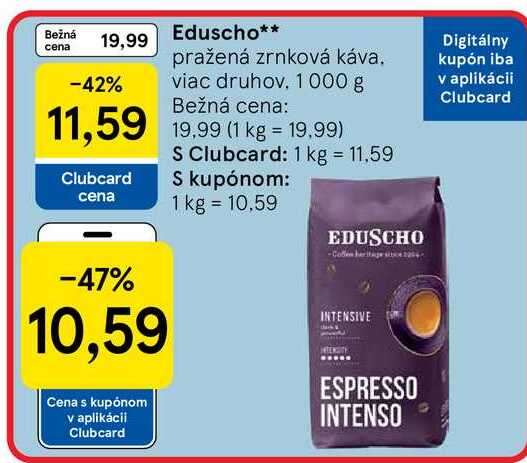 Eduscho pražená zrnková káva viac druhov 1000 g v akcii
