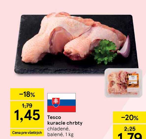 Tesco kuracie chrbty chladené 1 kg