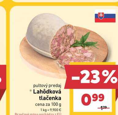 Lahôdková tlačenka cena za 100 g