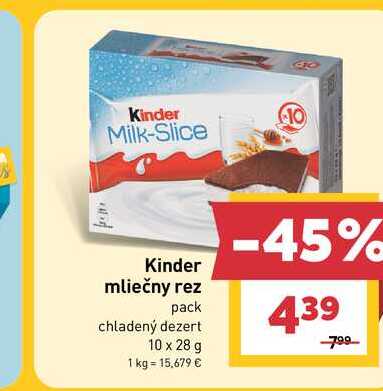Kinder mliečny rez pack chladený dezert 10 x 28 g