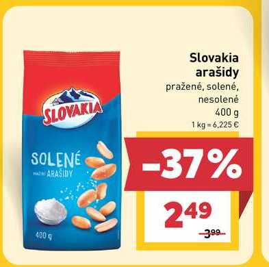 Slovakia arašidy pražené, solené, nesolené 400 g