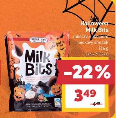 Halloween Milk Bits mliečna čokolada Lieskový oriešok 166 g