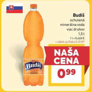 Budiš ochutená minerálna voda viac druhov 1,5l