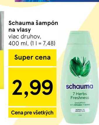 Schauma šampón na vlasy viac druhov 400 ml