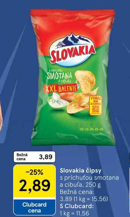 Slovakia čipsy s príchuťou smotana a cibuľa, 250 g 