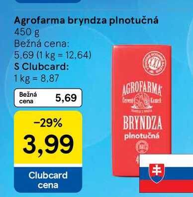 Agrofarma bryndza plnotučná 450 g