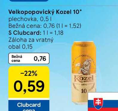 Velkopopovický Kozel 10° plechovka, 0.5l