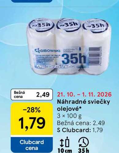 Náhradné sviečky olejové 3 x 100 g