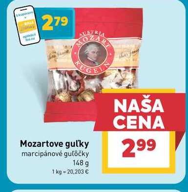 Mozartove guľky marcipánové guľôčky 148 g